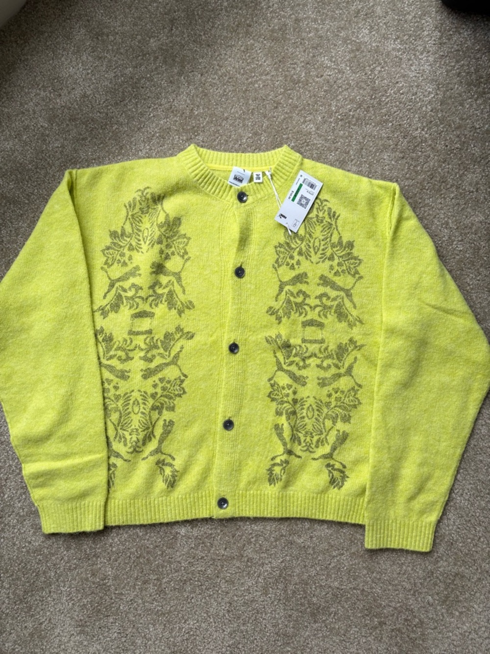 Puma x Aries Lime Green Button Cardigan